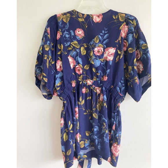 Motherhood Maternity Navy Floral Tie Front Top - Picture 2 of 8